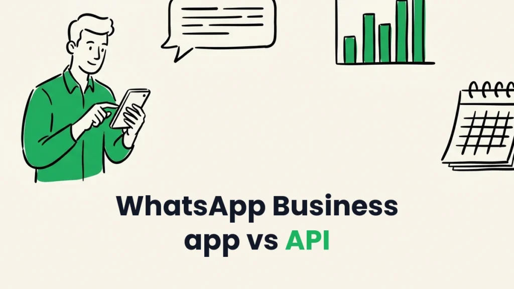 A shop owner using a phone, illustrating the WhatsApp Business app vs WhatsApp Business API decision
